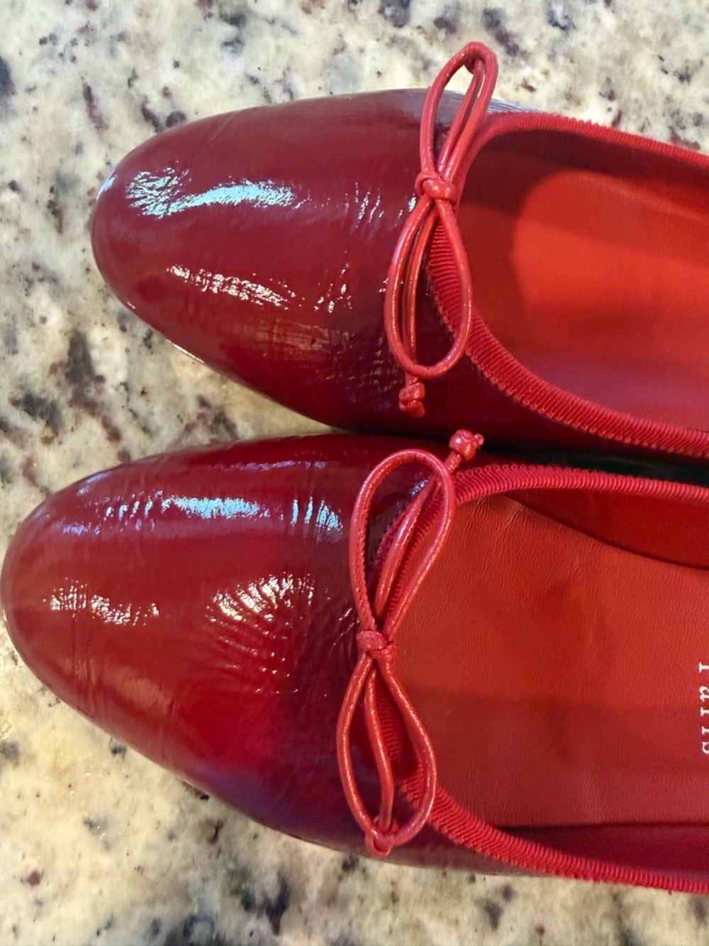 Christian Louboutin Glossy Red Patent Ballet Flats with Bow Trim size 40 - Picture 7 of 12